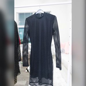 Mesh Long Sleeve Mini Dress